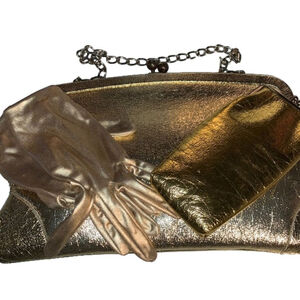 Ingber Vintage gold leather look purse gloves glasses case